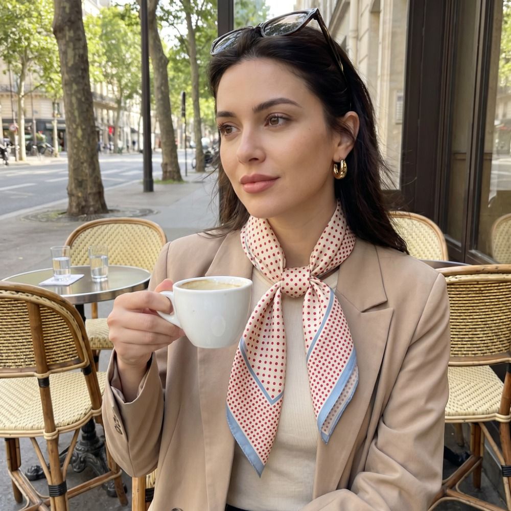 Women'S Korean Accessories - 올 매치 프린트 도트 프린트 스카프