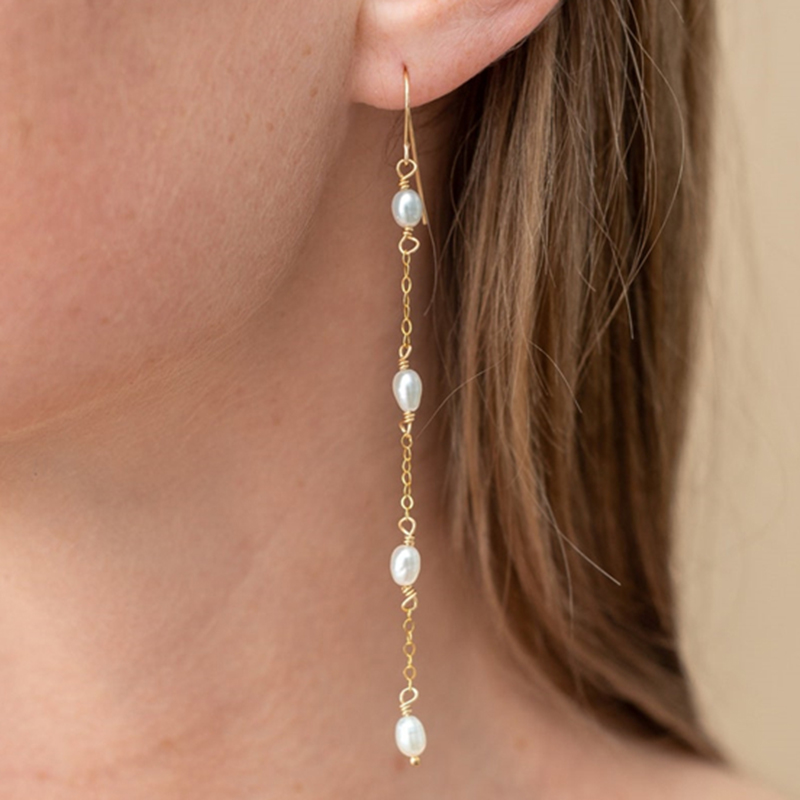 Tassel Earrings Boho - 14K 골드 채워진 천연 진주 귀걸이