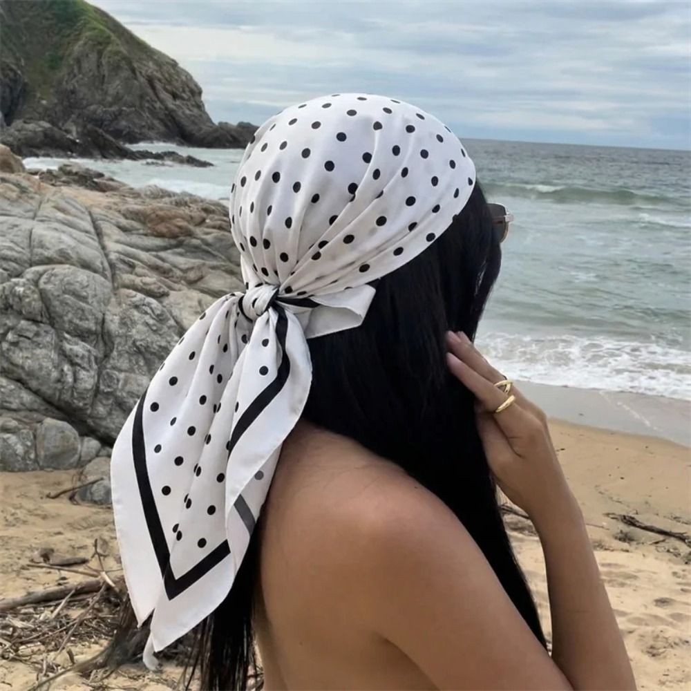 Women'S Korean Accessories - 레트로 프린트 도트 무늬 스카프 기하학적