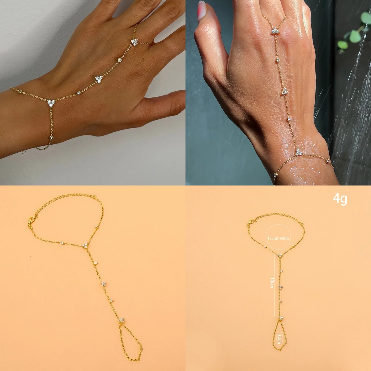 Women Accessories In Amazon - 아마존용 크리스탈 핑거리스 핸드 체인 팔찌