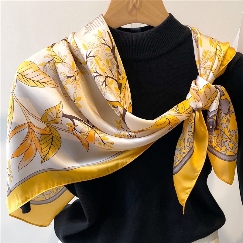 Women'S Yellow Accessories - 1개 70cm 낙엽 가을 노란색 실크