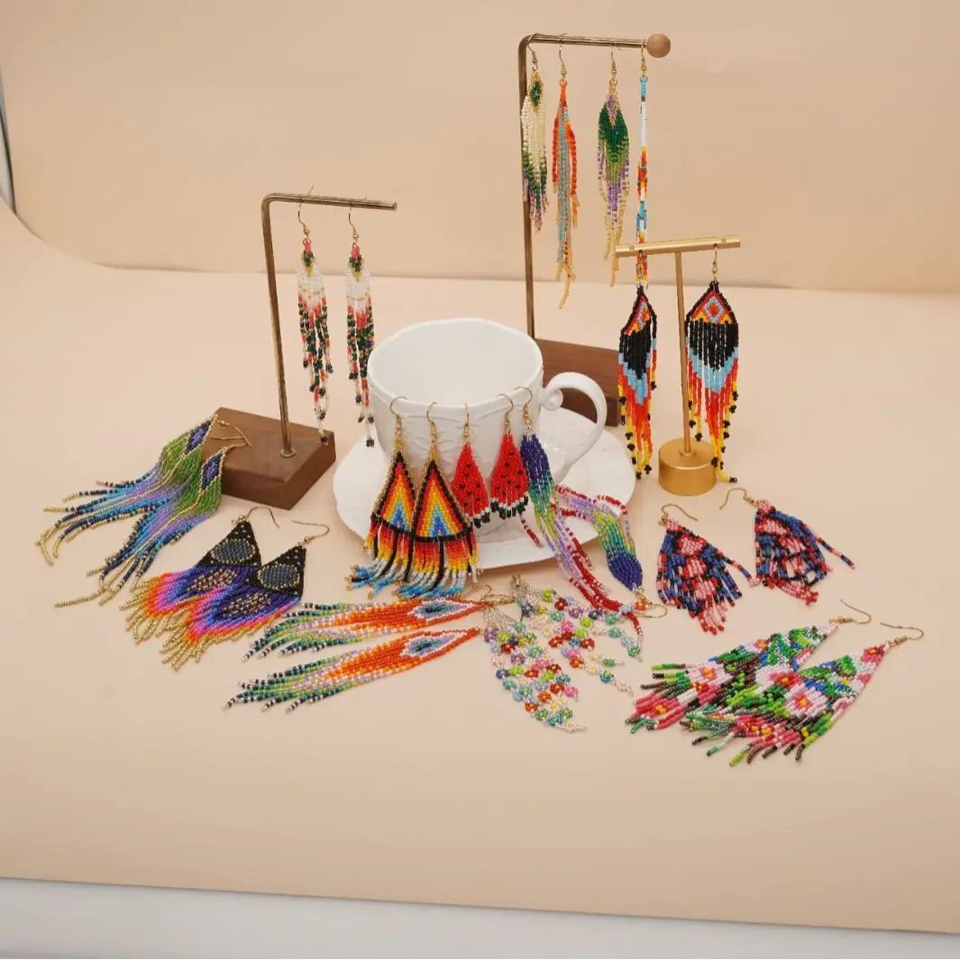 Tassel Earrings Boho - 태슬 구슬 귀걸이, 독창적인 꽃 디자인,