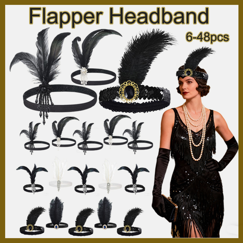 Women'S Accessories In The 1920S - 6-48PCS 1920년대 플래퍼 머리띠 개츠비 액세서리
