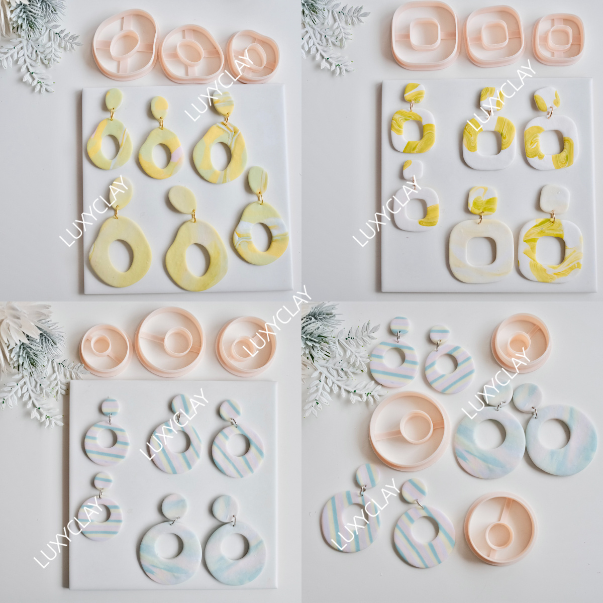 Tassel Earrings Boho - 3개의 속이 빈 원형 사각형 도넛