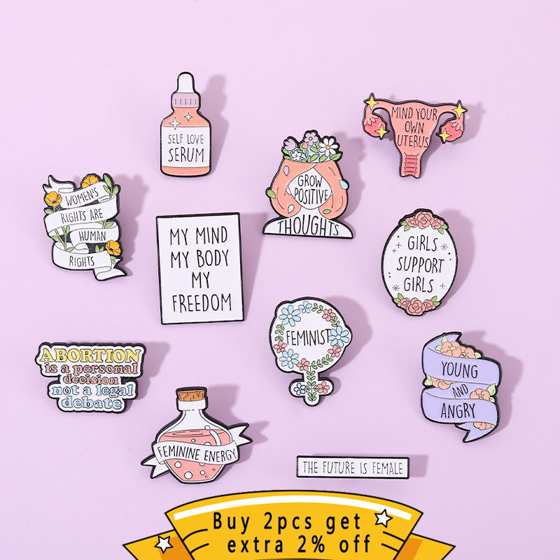 따옴표 여성 파워 에나멜 핀 에너지 브로치 병 자기 사 - Women Accessories Quotes 리뷰 및 가격