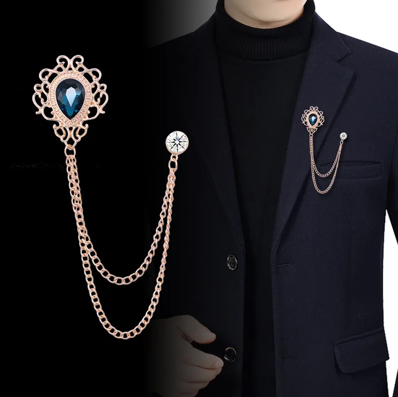 뉴 빈티지 태슬 체인 라인스톤 크리스탈 라펠 핀 - 유 - Women'S Accessories For Suit 리뷰 및 가격