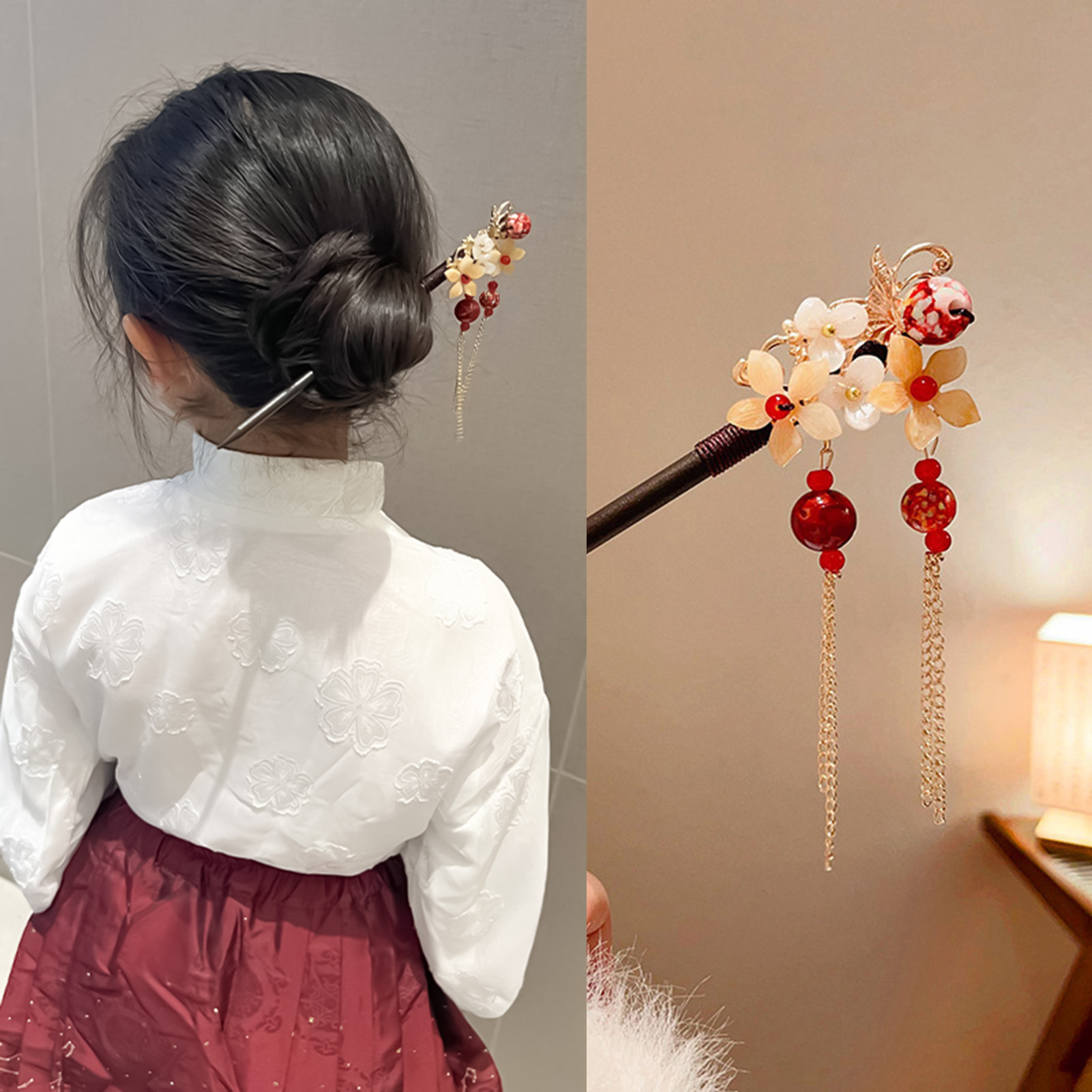 휴일 파티 중국식 헤어 스틱 합금 꽃 비즈 태슬 머리핀 - Women Accessories Shop 리뷰 및 가격