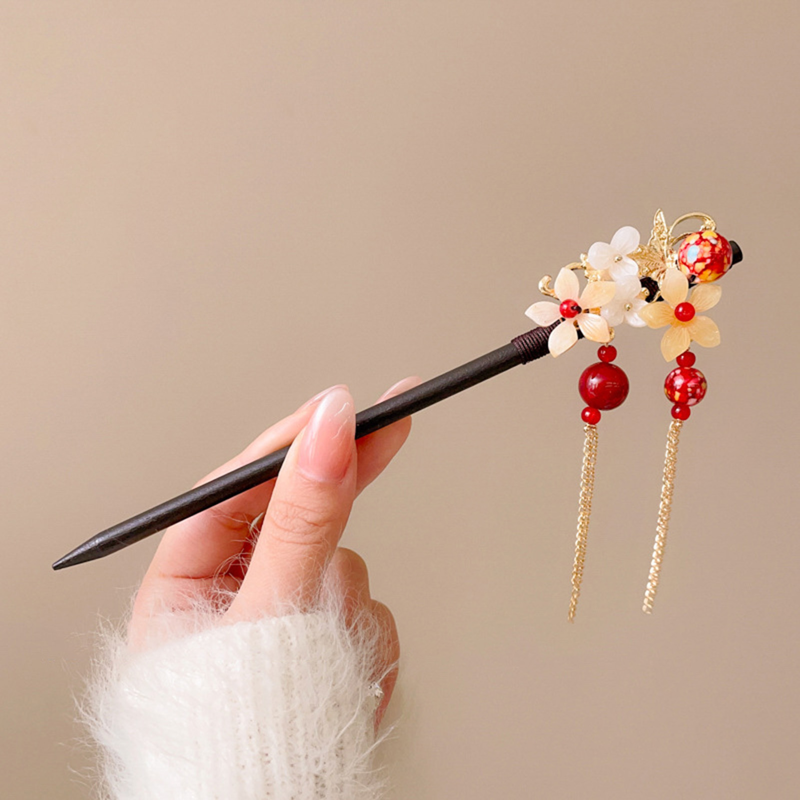휴일 파티 중국식 헤어 스틱 합금 꽃 비즈 태슬 머리핀 - Women Accessories Shop 리뷰 및 가격