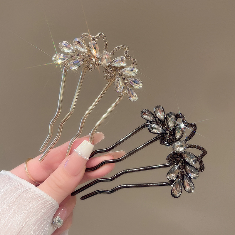 패션 라인스톤 U자형 헤어 스틱 나비 머리핀 여성용 번 - Women Accessories Shop 리뷰 및 가격