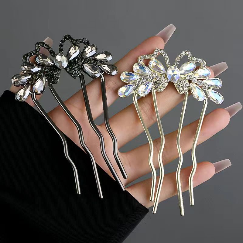 패션 라인스톤 U자형 헤어 스틱 나비 머리핀 여성용 번 - Women Accessories Shop 리뷰 및 가격
