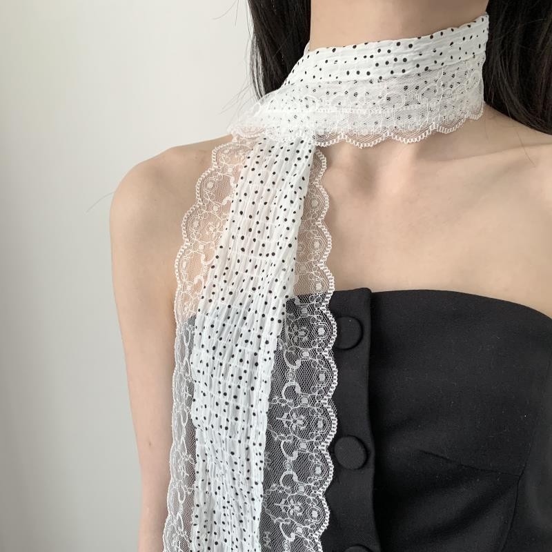 프랑스 레트로 롱 스트라이프 폴카 도트 스카프 레이스  - Women'S Korean Accessories 리뷰 및 가격