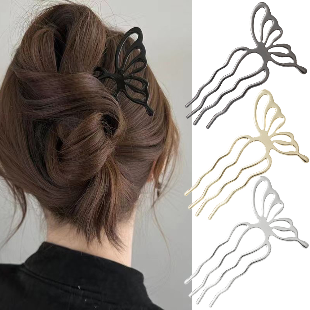 한국식 나비 모양 헤어 스틱 헤어 번 빗 클립 메탈 헤 - Women'S Korean Accessories 리뷰 및 가격