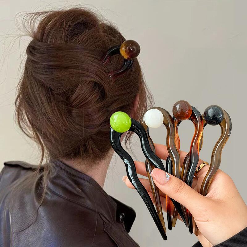 패션 컬러 진주 U자형 헤어 스틱 헤어핀 헤어 포크 번 - Women Accessories Shop 리뷰 및 가격