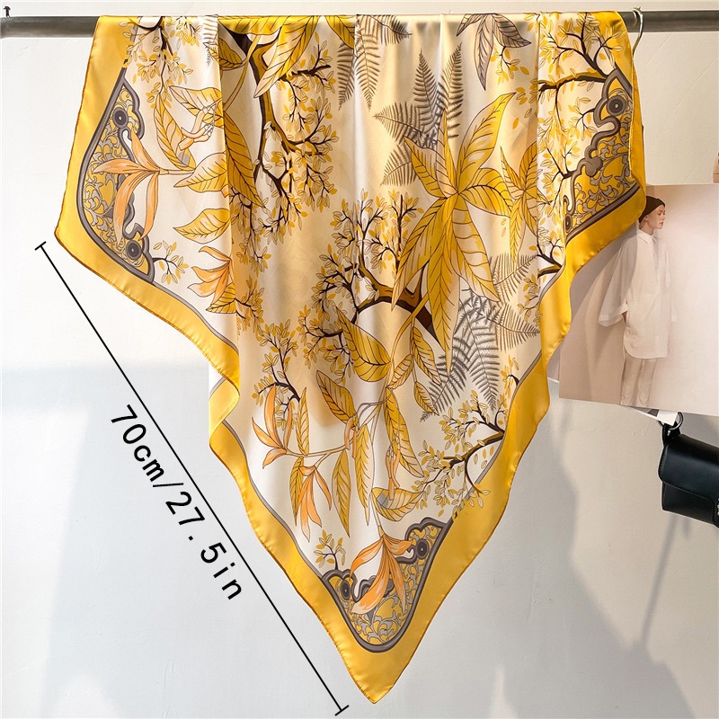 1개 70cm 낙엽 가을 노란색 실크 스카프 여성용 모 - Women'S Yellow Accessories 리뷰 및 가격