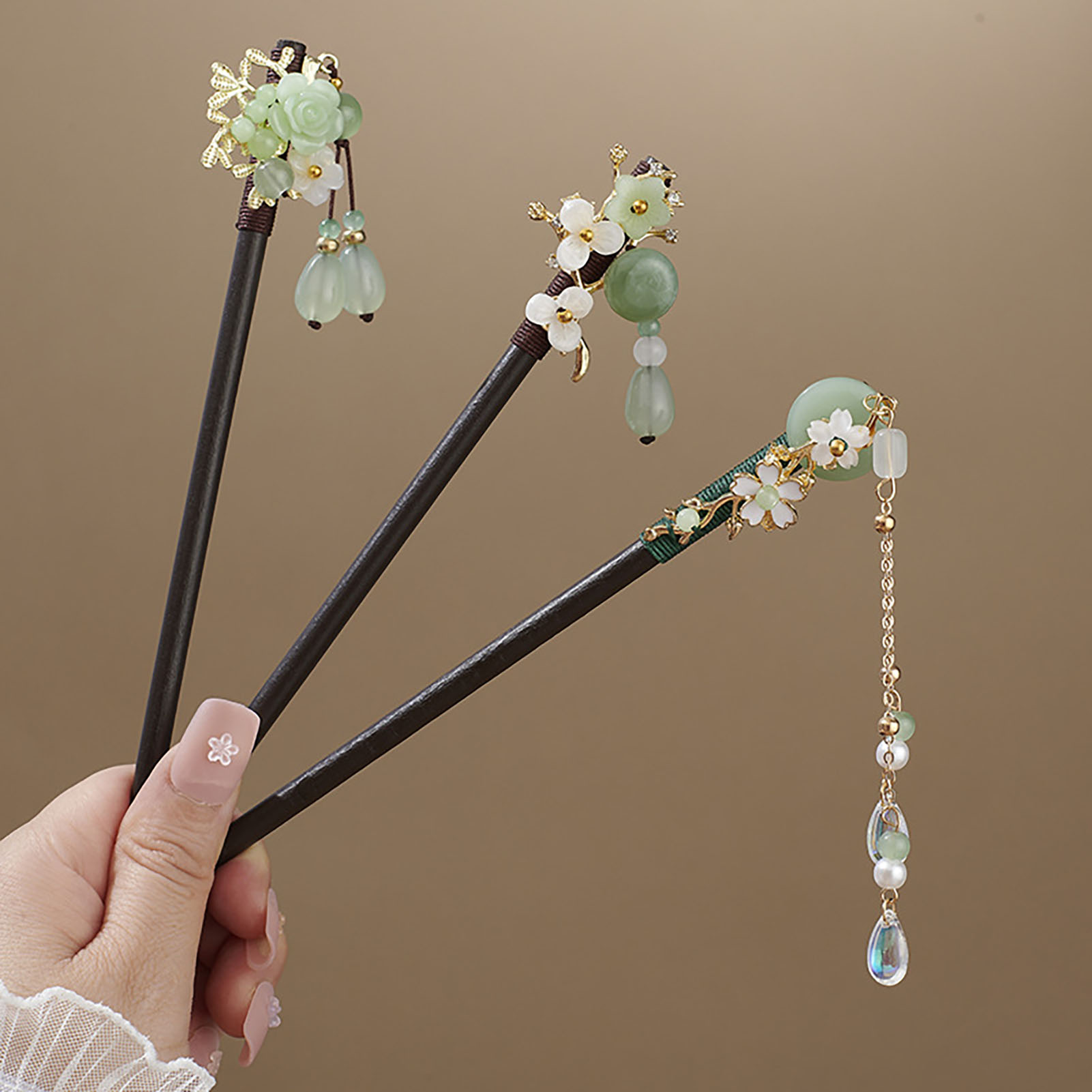 중국 스타일 꽃 태슬 머리핀 빈티지 나무 꽃 진주 헤어 - Women Accessories Shop 리뷰 및 가격