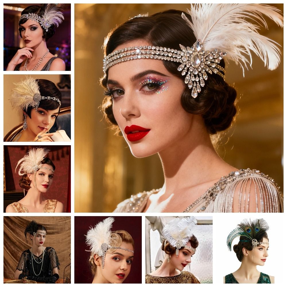 레트로 빈티지 깃털 머리띠 스팽글 크리스탈 가면 무도회 - Women'S Accessories In The 1920S 리뷰 및 가격