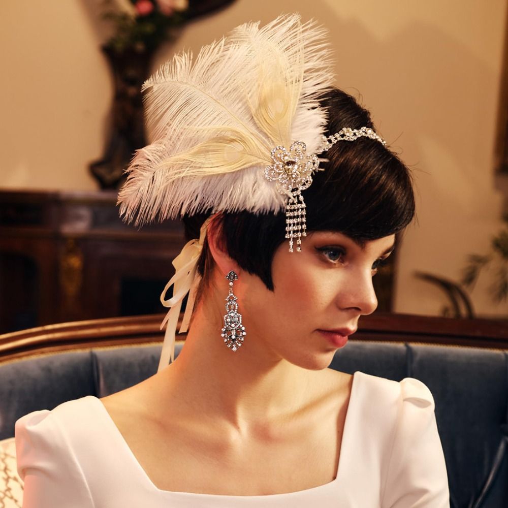 레트로 빈티지 깃털 머리띠 스팽글 크리스탈 가면 무도회 - Women'S Accessories In The 1920S 리뷰 및 가격