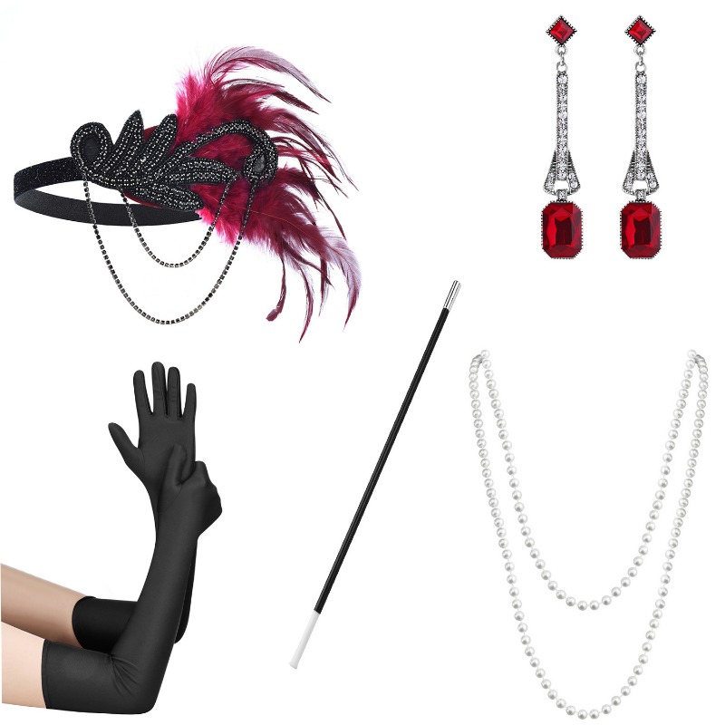 1920 드레스 업 볼 착용 깃털 머리띠 장갑 귀걸이  - Women'S Accessories In The 1920S 리뷰 및 가격