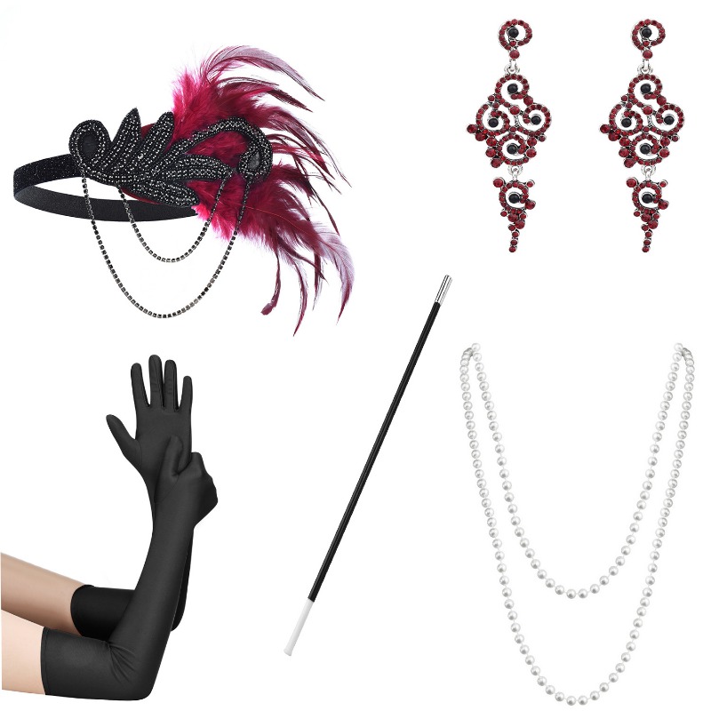 1920 드레스 업 볼 착용 깃털 머리띠 장갑 귀걸이  - Women'S Accessories In The 1920S 리뷰 및 가격