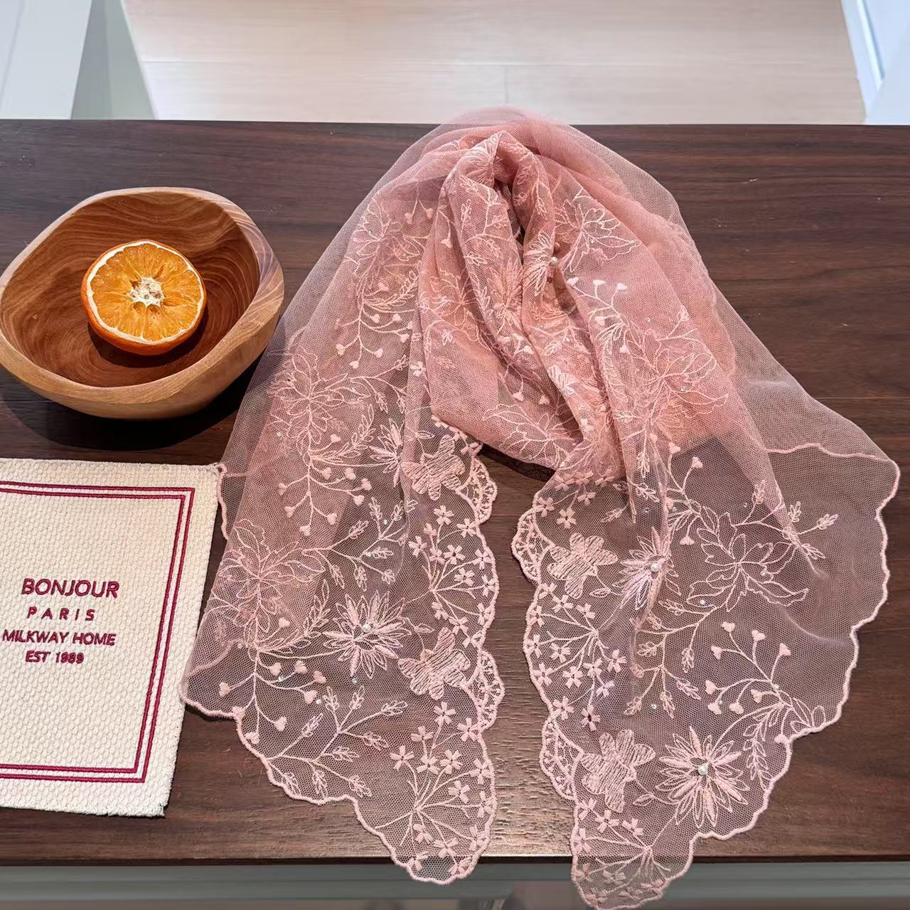 여성을위한 우아한 진주 레이스 긴 스카프 한국 스타일  - Women'S Korean Accessories 리뷰 및 가격
