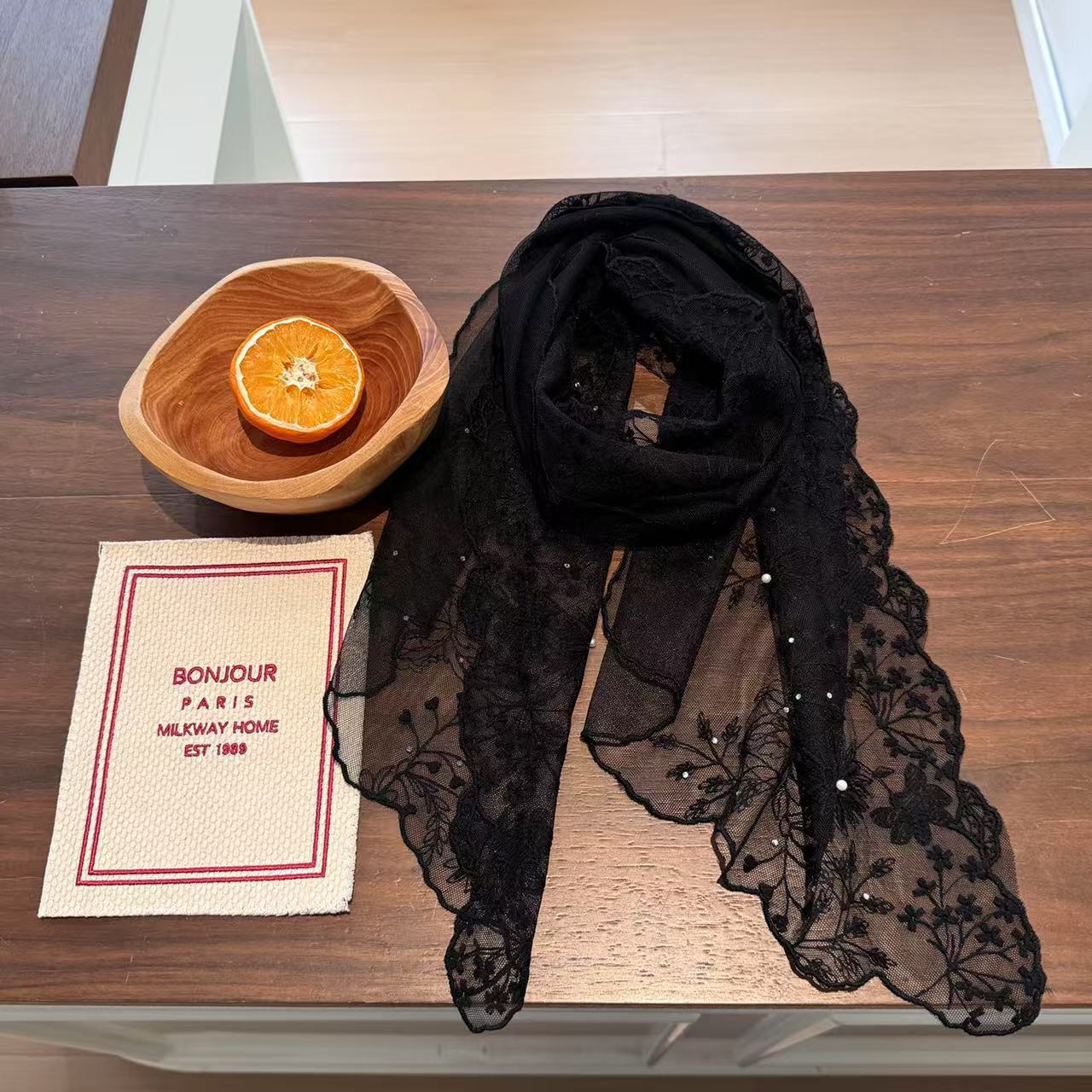 여성을위한 우아한 진주 레이스 긴 스카프 한국 스타일  - Women'S Korean Accessories 리뷰 및 가격