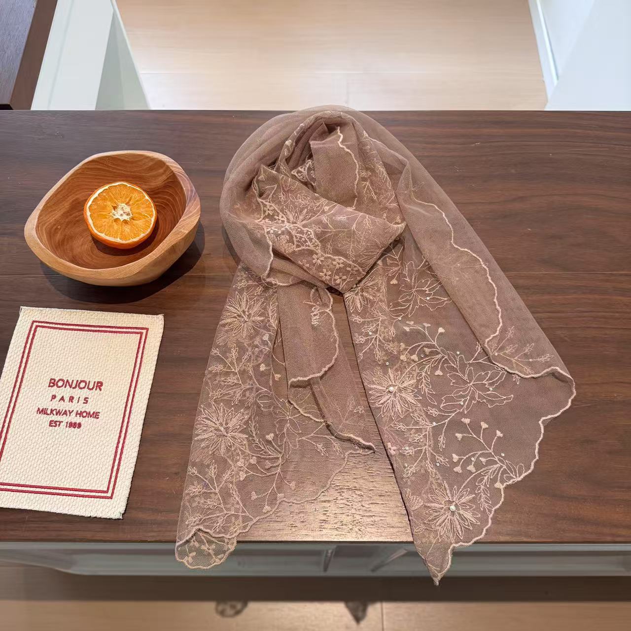 여성을위한 우아한 진주 레이스 긴 스카프 한국 스타일  - Women'S Korean Accessories 리뷰 및 가격