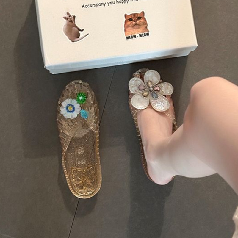 한국 크리스탈 플라워 젤리 슈즈 여성용 도파민 DIY  - Women'S Korean Accessories 리뷰 및 가격