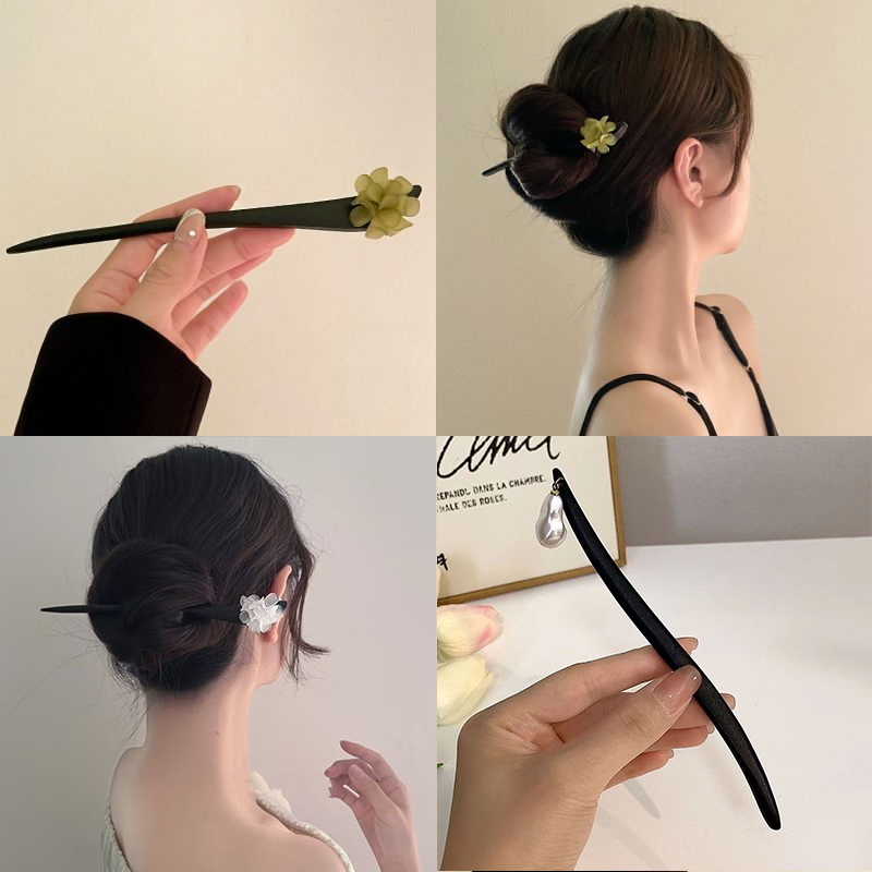 빈티지 중국 스타일 나무 꽃 머리 스틱 여성을위한 진주 - Women Accessories Shop 리뷰 및 가격