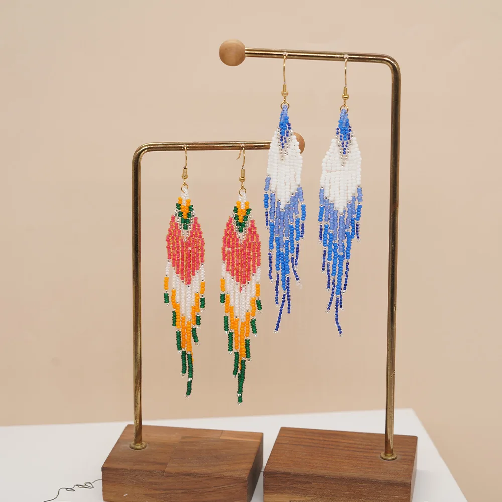 태슬 구슬 귀걸이, 독창적인 꽃 디자인, 레인보우 그라 - Tassel Earrings Boho 리뷰 및 가격