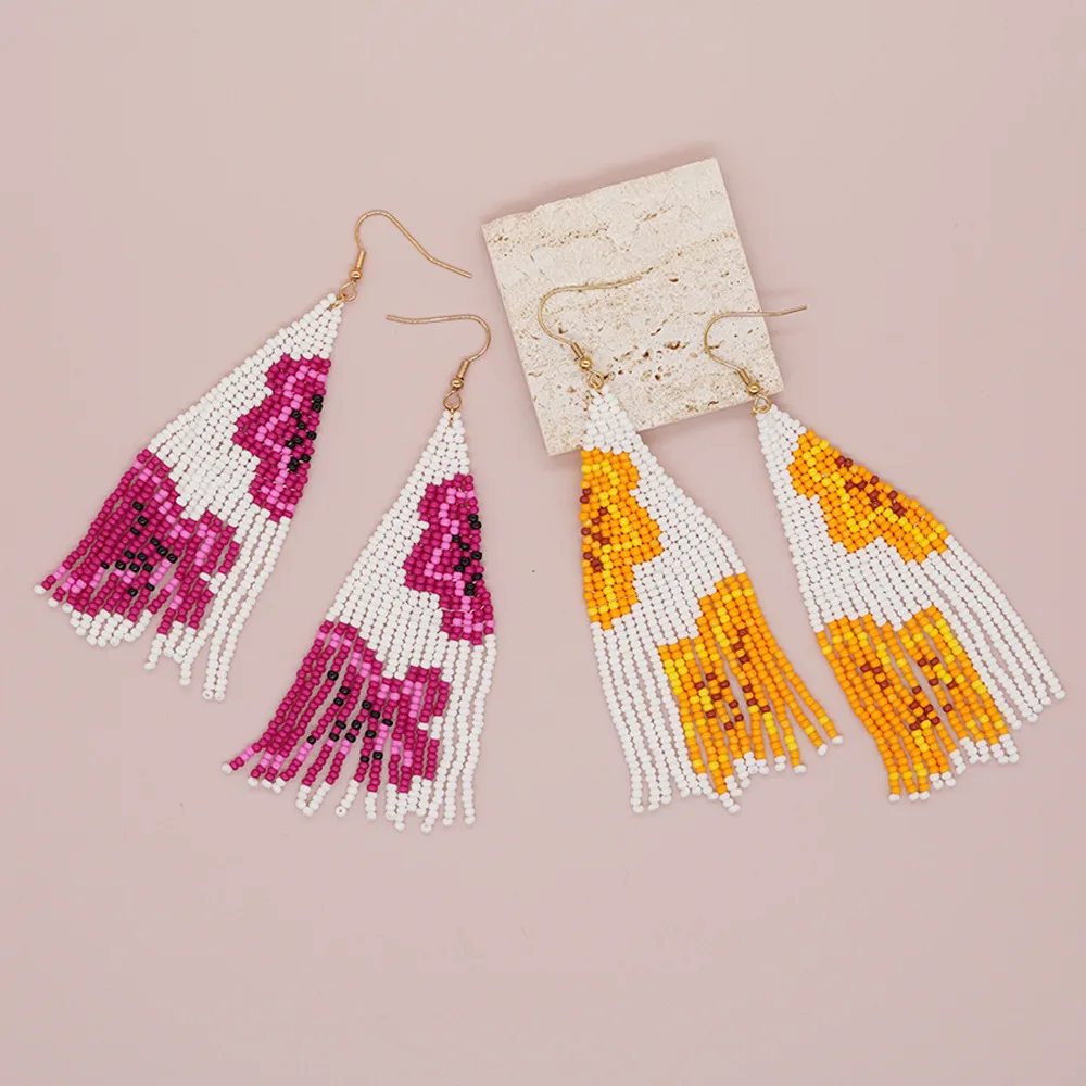 태슬 구슬 귀걸이, 독창적인 꽃 디자인, 레인보우 그라 - Tassel Earrings Boho 리뷰 및 가격