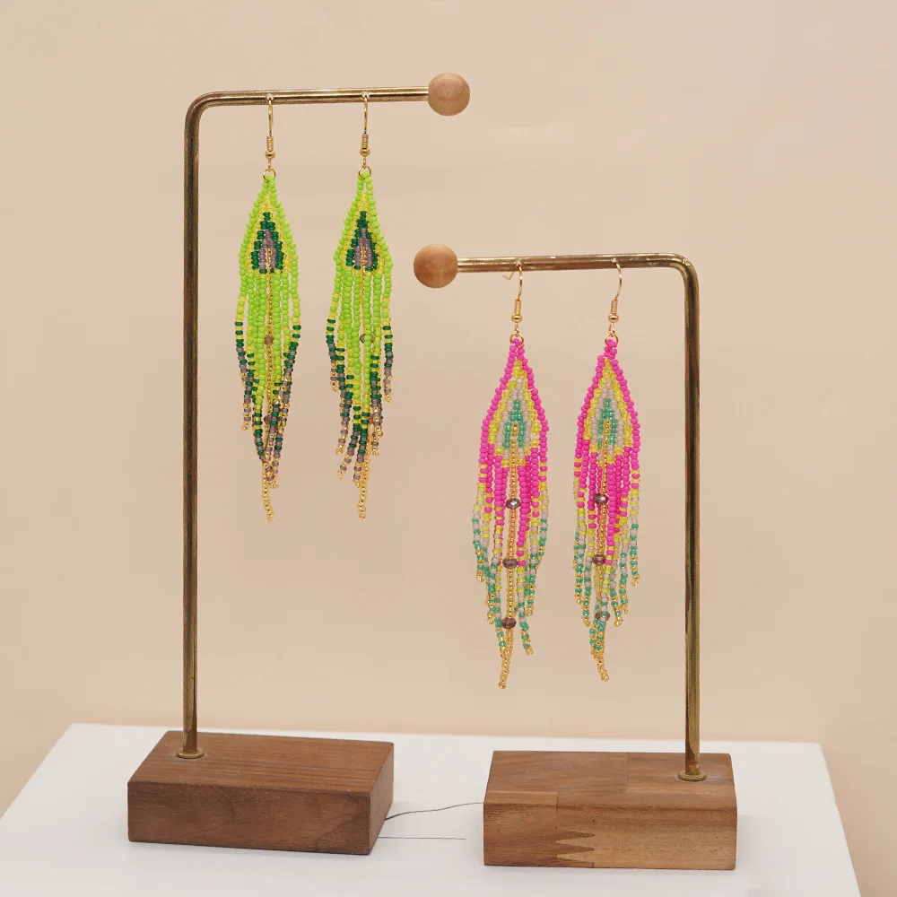 태슬 구슬 귀걸이, 독창적인 꽃 디자인, 레인보우 그라 - Tassel Earrings Boho 리뷰 및 가격