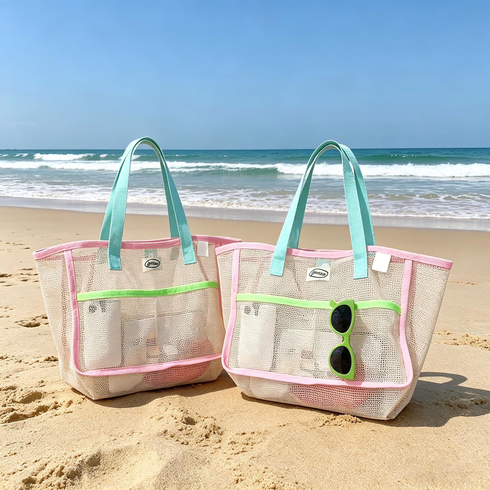 여성용 비치백, 화려한 접이식 그물망 모래 가방, 여행 - Women Accessories Shop 리뷰 및 가격