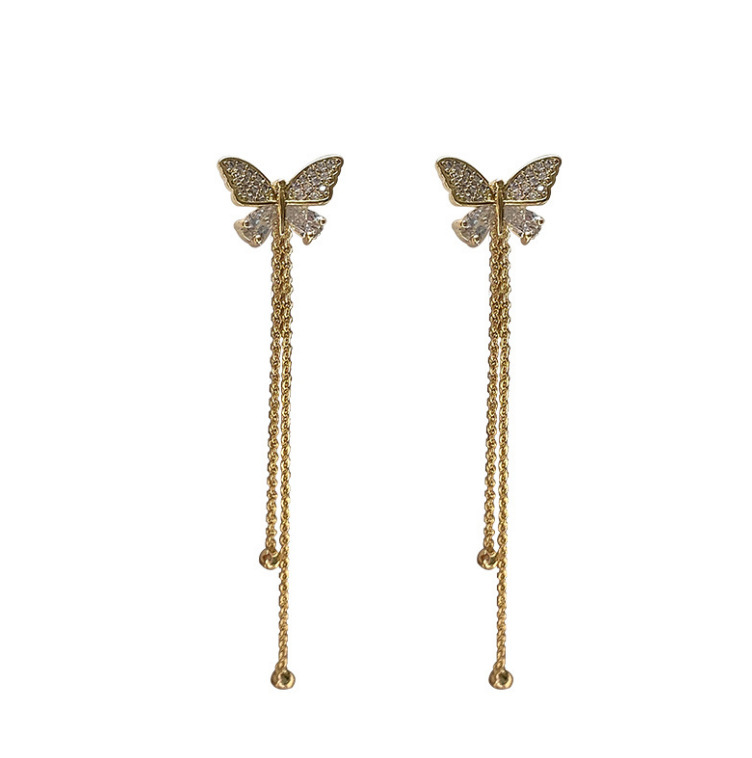 새로운 한국어 기질 긴 술 나비 드롭 귀걸이 우아한 크 - Tassel Earrings Boho 리뷰 및 가격