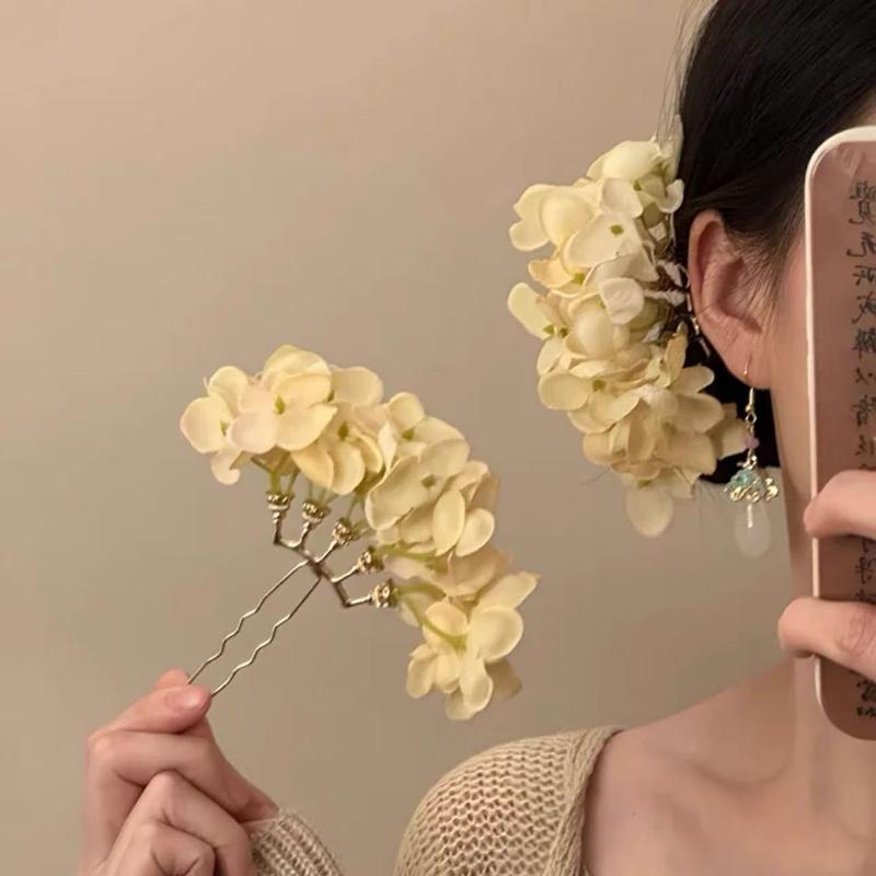 1pc 목가적 인 보라색 노란색 꽃 머리핀 여자 여자  - Women'S Yellow Accessories 리뷰 및 가격