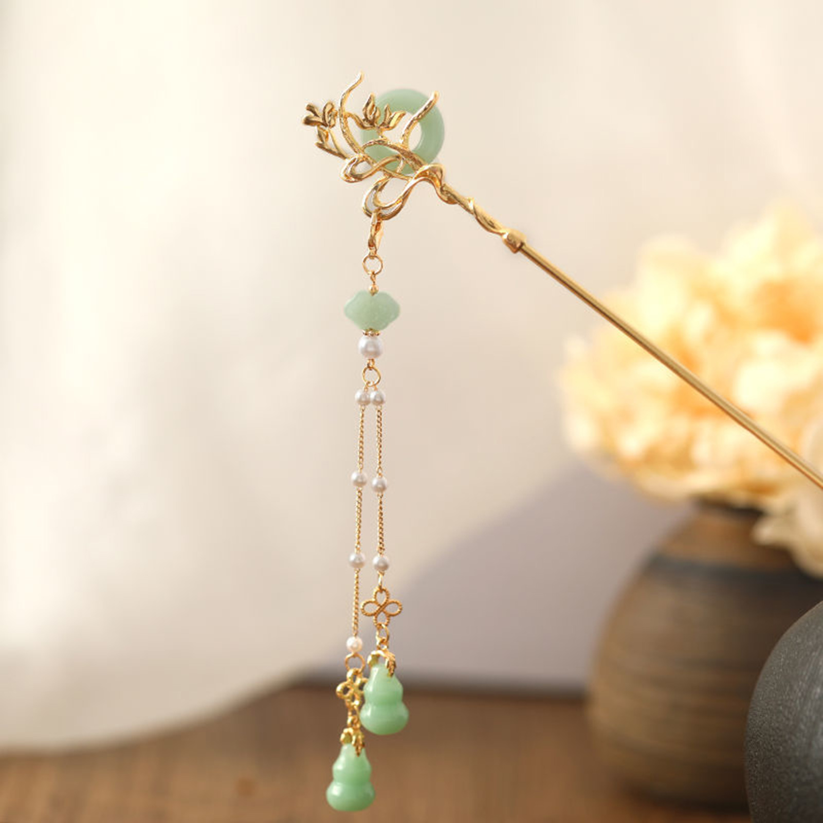 여성을위한 중국 스타일 유리 머리핀 우아한 동심 버클  - Women Accessories Shop 리뷰 및 가격