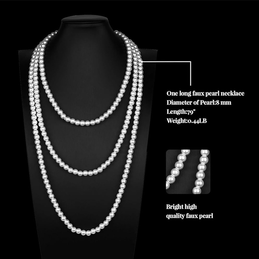 여성용 플래퍼 개츠비 칵테일 볼 원피스, 진주 목걸이, - Women'S Accessories In The 1920S 리뷰 및 가격
