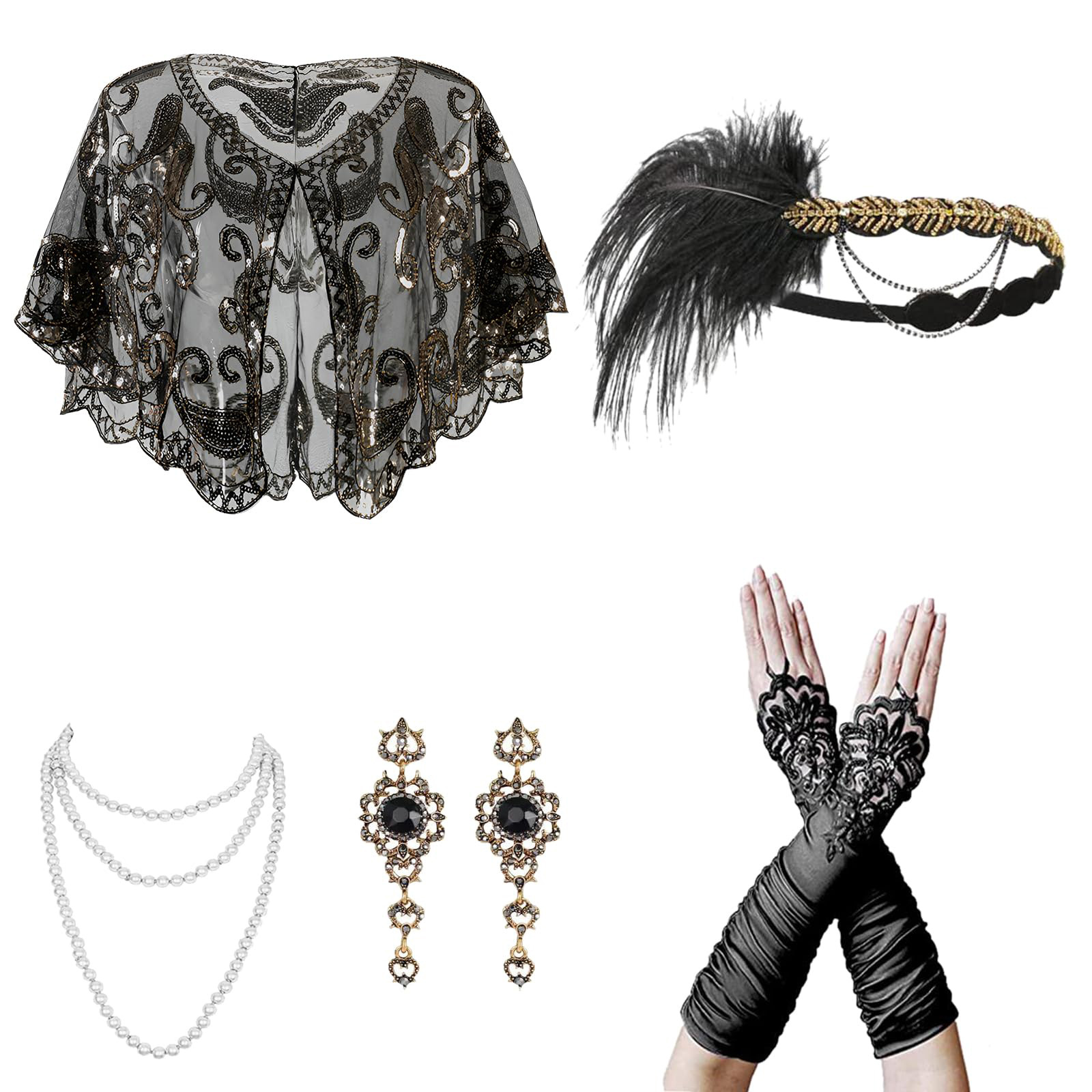 1920년대 개츠비 파티 웨딩 깃털 머리띠 진주 목걸이 - Women'S Accessories In The 1920S 리뷰 및 가격