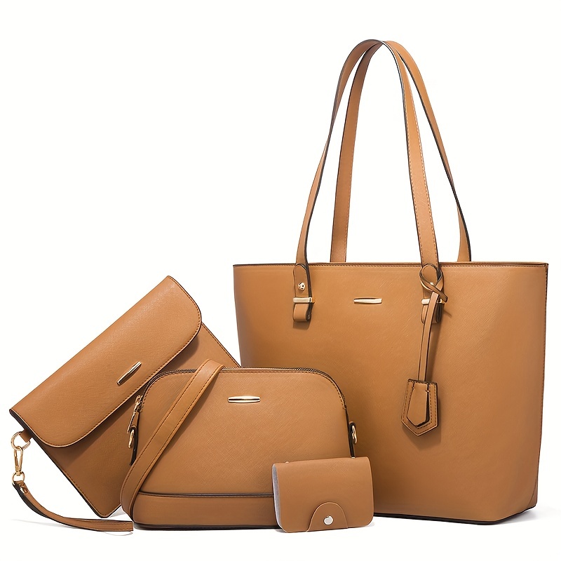 4종 세트 여성 가방 세트 단색 토트백 레트로 여성 크 - Women'S Accessories For Suit 리뷰 및 가격
