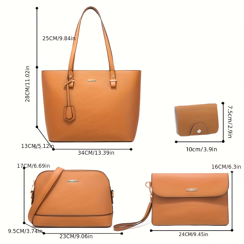 4종 세트 여성 가방 세트 단색 토트백 레트로 여성 크 - Women'S Accessories For Suit 리뷰 및 가격
