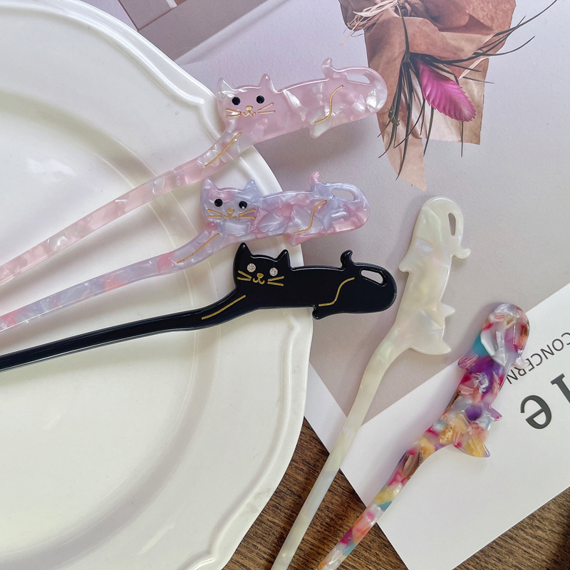 여자를위한 중국 스타일 머리핀 크리 에이 티브 고양이  - Women Accessories Shop 리뷰 및 가격