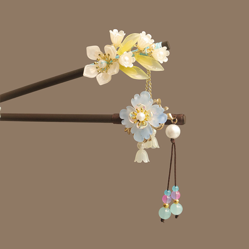 꽃 Tassel 진주 머리 스틱 나무 머리 포크 머리핀 - Women Accessories Shop 리뷰 및 가격