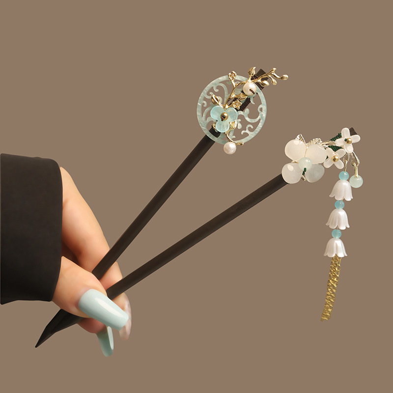 꽃 Tassel 진주 머리 스틱 나무 머리 포크 머리핀 - Women Accessories Shop 리뷰 및 가격