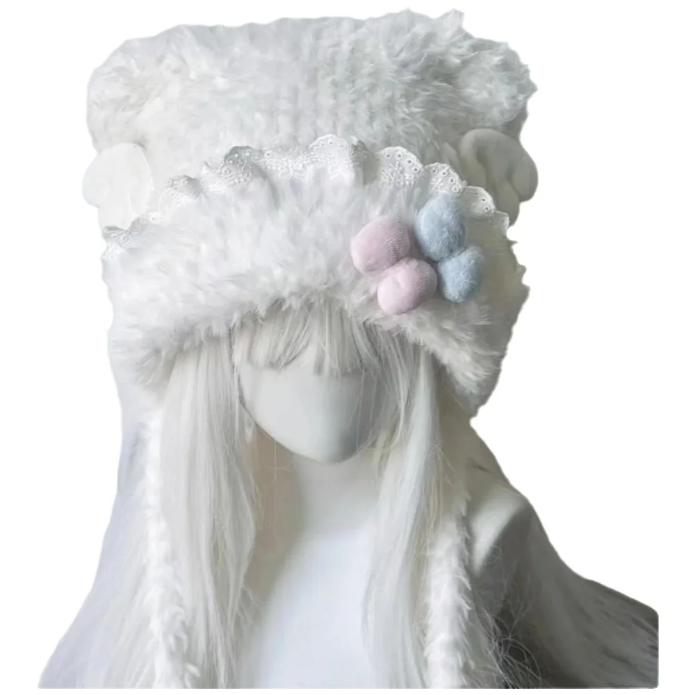 여성용 핑크와 블루 리본 매듭 레이스 장식 곰 모양 모 - Women'S Ear Accessories 리뷰 및 가격